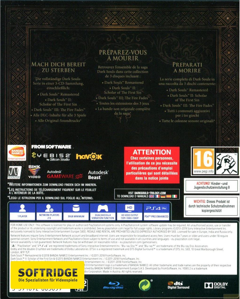 Dark Souls Trilogy Ps4 Alle Produkte Softridge