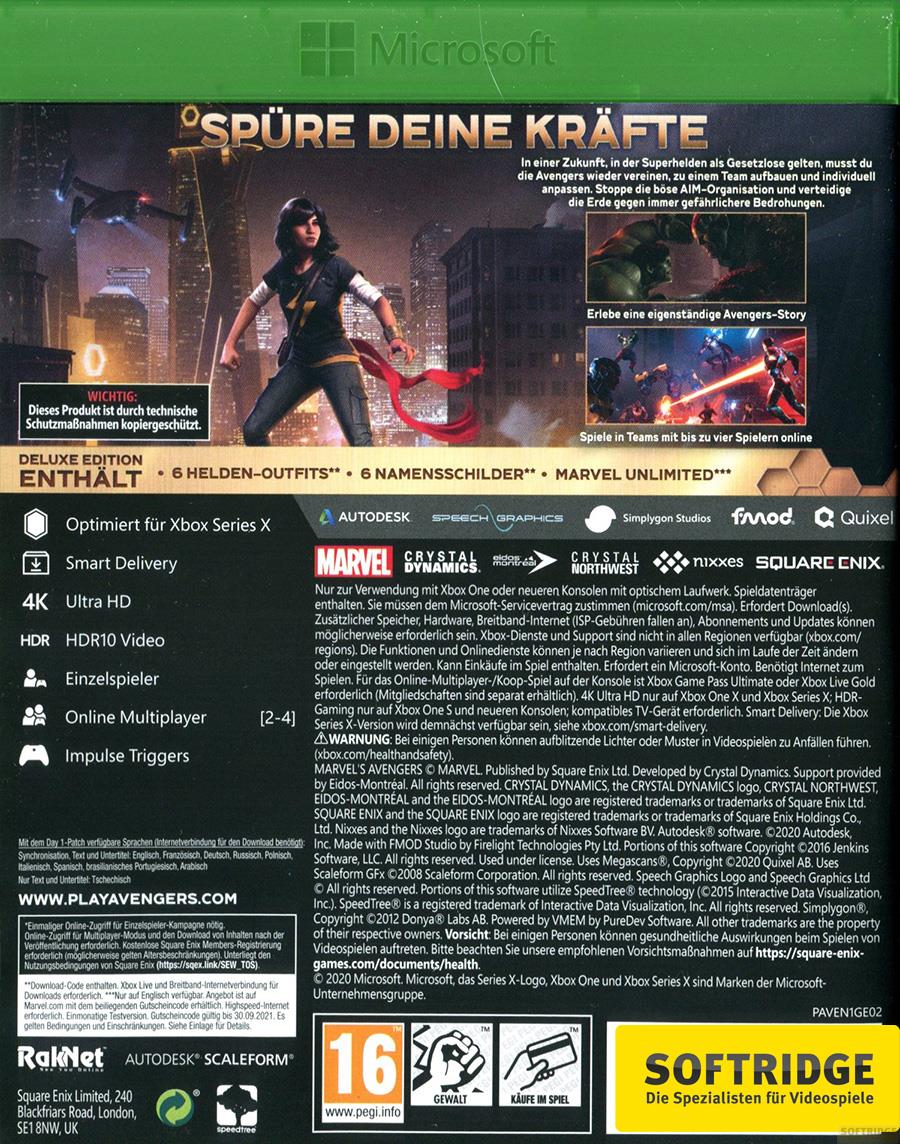 Marvel S Avengers Deluxe Edition Smart Delivery Deluxe Edition Xbox One Produkte Softridge